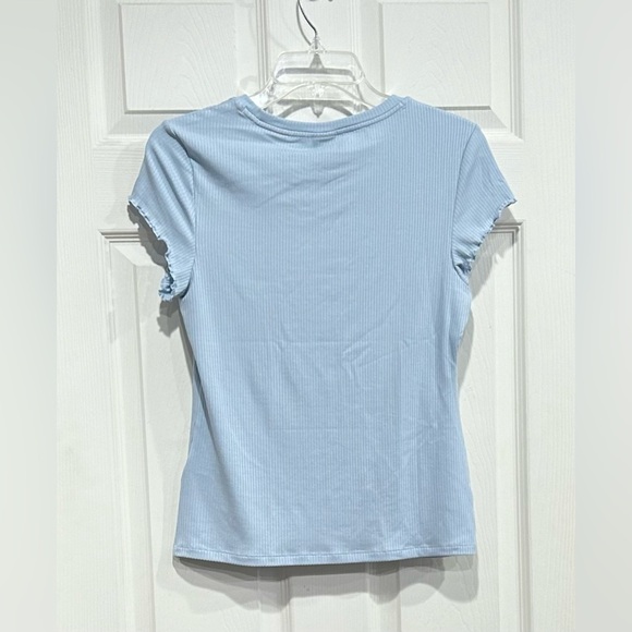 Patagonia Women's Large Rib Knit Top Fleck Blue NWT Slim Fit Cap Sleeves Stretch - Picture 3 of 9